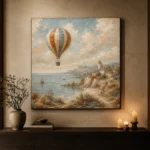Dusty Blue Coastal Balloon Adventure Kids Wall Art Canvas Print - Image 6