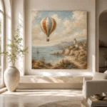 Dusty Blue Coastal Balloon Adventure Kids Wall Art Canvas Print - Image 8
