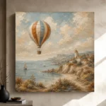 Dusty Blue Coastal Balloon Adventure Kids Wall Art Canvas Print - Image 9