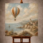 Dusty Blue Coastal Balloon Adventure Kids Wall Art Canvas Print - Image 10