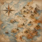 Beige & Dusty Blue Compass Map Adventure Kids Wall Art Canvas Print