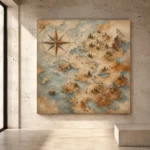 Beige imaginative Adventure Kids Wall Art print for elegant interiors. No text or watermarks in design.