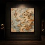 Beige & Dusty Blue Compass Map Adventure Kids Wall Art Canvas Print - Image 7