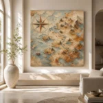 Beige & Dusty Blue Compass Map Adventure Kids Wall Art Canvas Print - Image 8