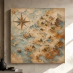 Beige & Dusty Blue Compass Map Adventure Kids Wall Art Canvas Print - Image 9