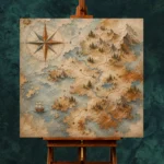 Beige & Dusty Blue Compass Map Adventure Kids Wall Art Canvas Print - Image 11