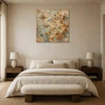 Beige & Dusty Blue Compass Map Adventure Kids Wall Art Canvas Print showcased in an elegant minimalist interior