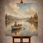 Dusty Blue Still Lake Boat Adventure Kids Wall Art Canvas Print - Image 10