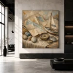 Dusty Blue Travel Map Still Life Adventure Kids Wall Art Canvas Print - Image 3