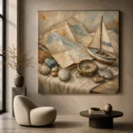 Dusty Blue Travel Map Still Life Adventure Kids Wall Art Canvas Print - Image 5