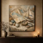Dusty Blue Travel Map Still Life Adventure Kids Wall Art Canvas Print - Image 6