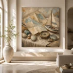 Dusty Blue Travel Map Still Life Adventure Kids Wall Art Canvas Print - Image 8