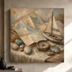 Dusty Blue Travel Map Still Life Adventure Kids Wall Art Canvas Print - Image 9