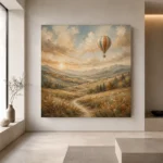 Dusty Blue Sunrise Balloon Adventure Kids Wall Art Canvas Print - Image 4