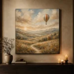 Dusty Blue Sunrise Balloon Adventure Kids Wall Art Canvas Print - Image 6