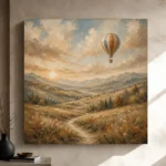Dusty Blue Sunrise Balloon Adventure Kids Wall Art Canvas Print - Image 9