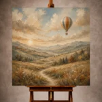 Dusty Blue Sunrise Balloon Adventure Kids Wall Art Canvas Print - Image 10
