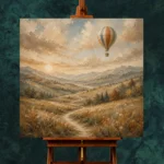 Dusty Blue Sunrise Balloon Adventure Kids Wall Art Canvas Print - Image 11