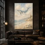 Pale Blue & Sand Whale Coastal Kids Wall Art Canvas Print - Image 5
