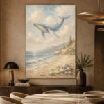 Pale Blue & Sand Whale Coastal Kids Wall Art Canvas Print - Image 7