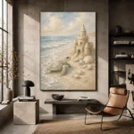 Pale Blue Sea Turtle Coastal Kids Wall Art Canvas Print - Image 3