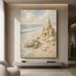 Pale Blue Sea Turtle Coastal Kids Wall Art Canvas Print - Image 4