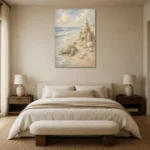Pale Blue Sea Turtle Coastal Kids Wall Art Canvas Print showcased in an elegant minimalist interior