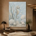 Pale Blue & Aqua Seahorse Coastal Kids Wall Art Canvas Print - Image 7