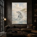 Pale Blue & Sand Dolphin Coastal Kids Wall Art Canvas Print - Image 5