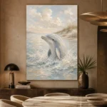 Pale Blue & Sand Dolphin Coastal Kids Wall Art Canvas Print - Image 7