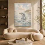Pale Blue & Sand Dolphin Coastal Kids Wall Art Canvas Print - Image 9