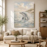 Pale Blue & Sand Dolphin Coastal Kids Wall Art Canvas Print - Image 10