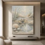 Pale Blue & Coral Crab Coastal Kids Wall Art Canvas Print - Image 4