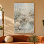 Pale Blue & Coral Crab Coastal Kids Wall Art Canvas Print - Image 6