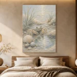 Pale Blue & Coral Crab Coastal Kids Wall Art Canvas Print - Image 8