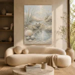 Pale Blue & Coral Crab Coastal Kids Wall Art Canvas Print - Image 9