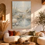 Pale Blue & Coral Crab Coastal Kids Wall Art Canvas Print - Image 11