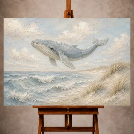 Pale blue and sand calm Coastal Kids Wall Art print for elegant interiors. No text or watermarks in design.