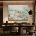 Pale Blue & Sea Glass Turtle Coastal Kids Wall Art Canvas Print - Image 5