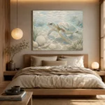 Pale Blue & Sea Glass Turtle Coastal Kids Wall Art Canvas Print - Image 9