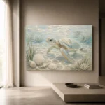 Pale Blue & Sea Glass Turtle Coastal Kids Wall Art Canvas Print - Image 11