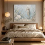 Pale Blue Aqua Seahorse Coastal Kids Wall Art Canvas Print - Image 9