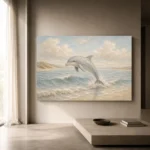 Pale Blue & Sand Dolphin Coastal Kids Wall Art Canvas Print - Image 11
