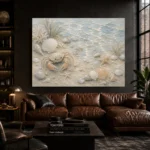 Pale Blue & Coral Tide Pool Crab Coastal Kids Wall Art Canvas Print - Image 4