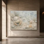 Pale Blue & Coral Tide Pool Crab Coastal Kids Wall Art Canvas Print - Image 6