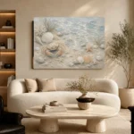 Pale Blue & Coral Tide Pool Crab Coastal Kids Wall Art Canvas Print - Image 7