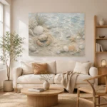 Pale Blue & Coral Tide Pool Crab Coastal Kids Wall Art Canvas Print - Image 8