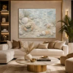 Pale Blue & Coral Tide Pool Crab Coastal Kids Wall Art Canvas Print - Image 10