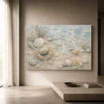 Pale Blue & Coral Tide Pool Crab Coastal Kids Wall Art Canvas Print - Image 11