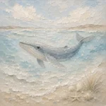 Pale Blue Baby Whale Coastal Kids Wall Art Canvas Print